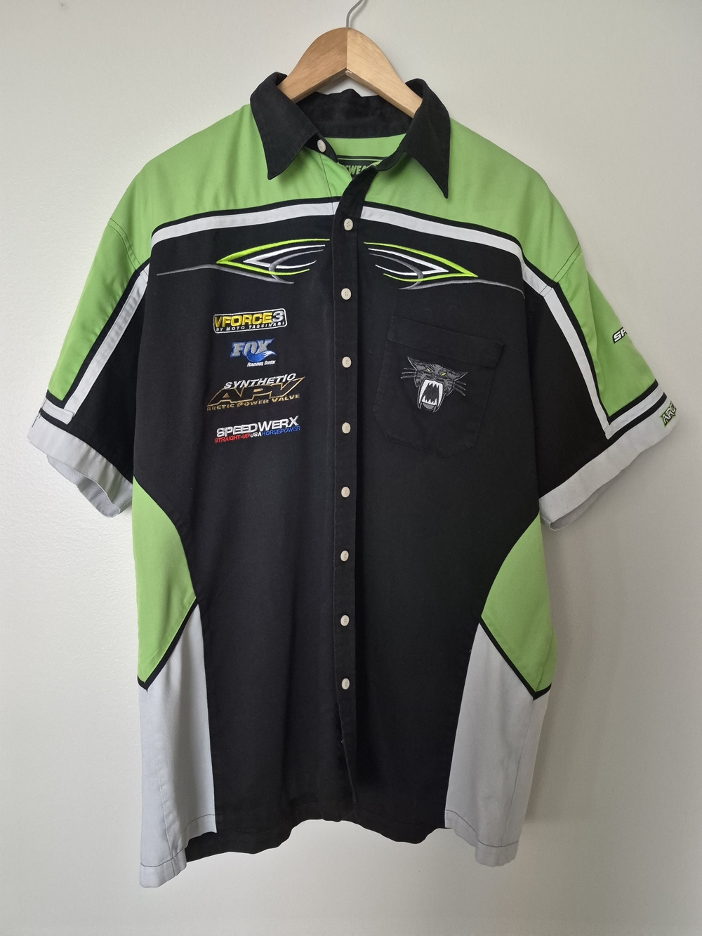 Arctic Cat Arcticwear Team Arctic Racing Pit Crew Shirt Men’s L Embroidered Snow